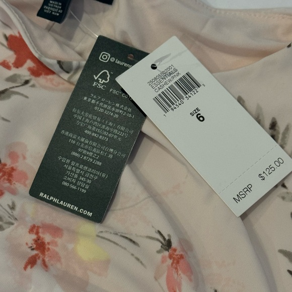 Lauren Ralph Lauren Blush Floral Ruched Sheath Dress Size 6 NWT - Picture 9 of 14